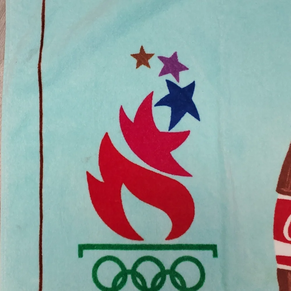 Vintage Coca-Cola Atlanta 1996 Olympic Beach Towel Cotton Rare USA